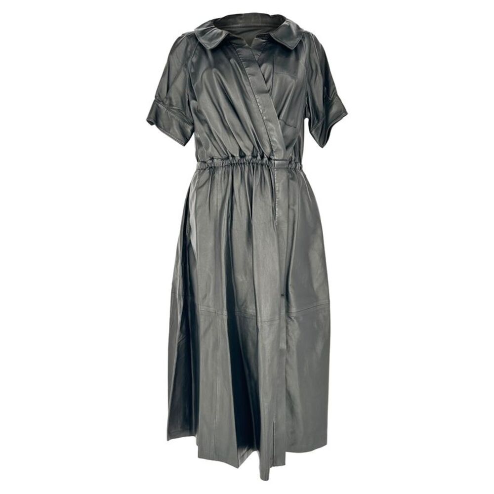 Altuzarra Lydia Midi Dress in Black Lamb Leather